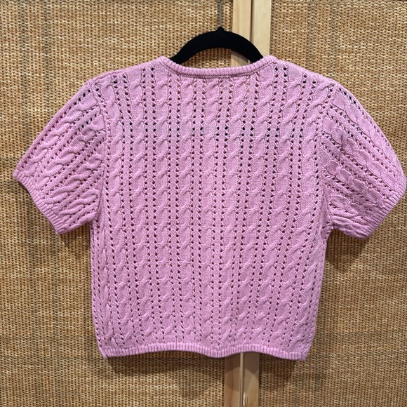 Pink short sleeve cardigan sweater- size medium - Picture 4 of 4